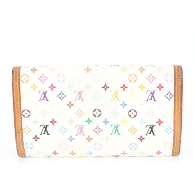 Pre-owned Louis Vuitton Blanc Monogram Multi-color Coated Canvas Leather Coin Purse/coin Case ()