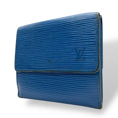 Pre-owned Louis Vuitton Blue Epi Leather Middle Wallet (bi-fold) ()
