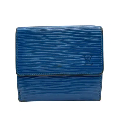 Pre-owned Louis Vuitton Blue Epi Leather Middle Wallet (bi-fold) ()