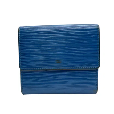 Pre-owned Louis Vuitton Blue Epi Leather Middle Wallet (bi-fold) ()