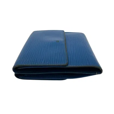 Pre-owned Louis Vuitton Blue Epi Leather Middle Wallet (bi-fold) ()