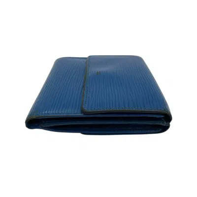 Pre-owned Louis Vuitton Blue Epi Leather Middle Wallet (bi-fold) ()