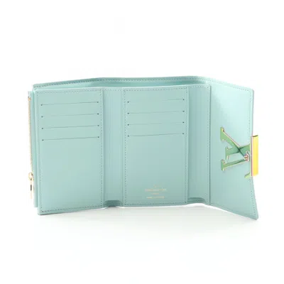 Pre-owned Louis Vuitton Blue Green Leather Wallet (tri-fold) () In Multi
