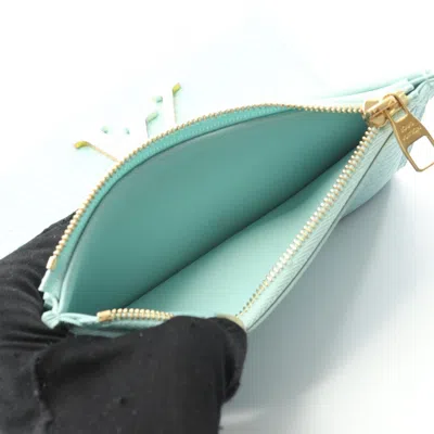 Pre-owned Louis Vuitton Blue Green Leather Wallet (tri-fold) () In Multi