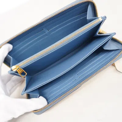 Pre-owned Louis Vuitton Blue Jean Cream Long Wallet (bi-fold) ()