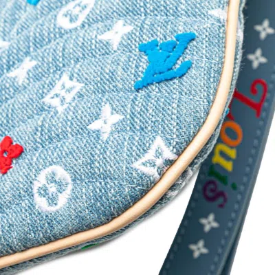 Pre-owned Louis Vuitton Blue Multi-color Denim Leather Pochette Shoulder Bag ()