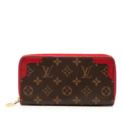 Pre-owned Louis Vuitton Brown Cerise Red Color Pvc Leather Long Wallet (bi-fold) ()