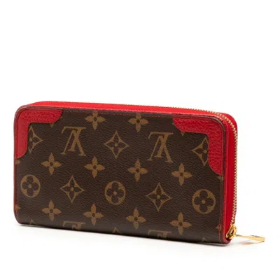 Pre-owned Louis Vuitton Brown Cerise Red Color Pvc Leather Long Wallet (bi-fold) ()
