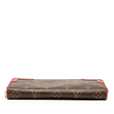 Pre-owned Louis Vuitton Brown Cerise Red Color Pvc Leather Long Wallet (bi-fold) ()