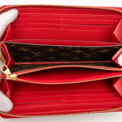 Pre-owned Louis Vuitton Brown Cerise Red Color Pvc Leather Long Wallet (bi-fold) ()