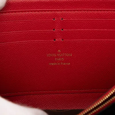Pre-owned Louis Vuitton Brown Cerise Red Color Pvc Leather Long Wallet (bi-fold) ()