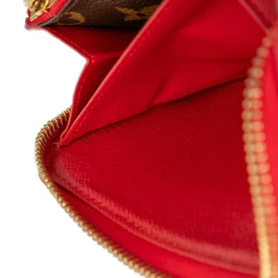 Pre-owned Louis Vuitton Brown Cerise Red Color Pvc Leather Long Wallet (bi-fold) ()