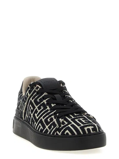 Balmain Jacquard "b Court" Sneakers In Black