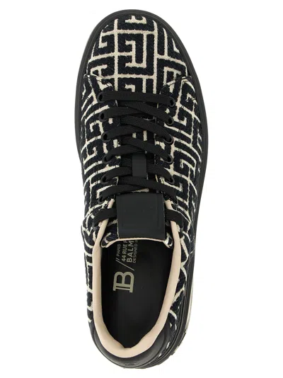 Balmain Jacquard "b Court" Sneakers In Black