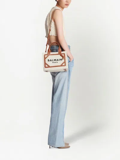 Balmain Women B-army Small Canvas Tote In Multi