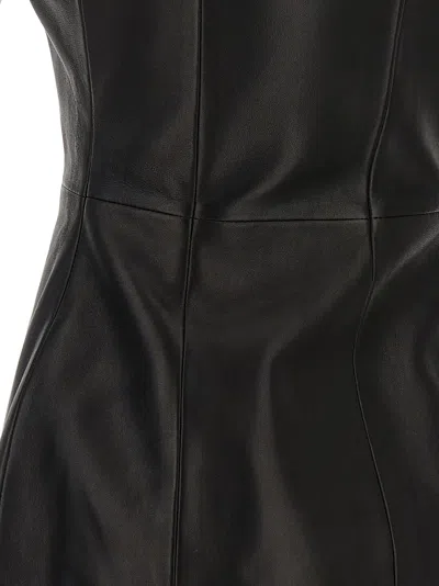 Balmain Women Maxi Zip Leather Dress In Black