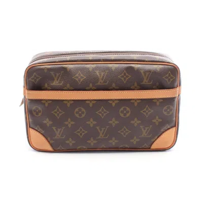 Pre-owned Louis Vuitton Brown Coated Canvas Monogram Pvc Leather Clutch Bag ()