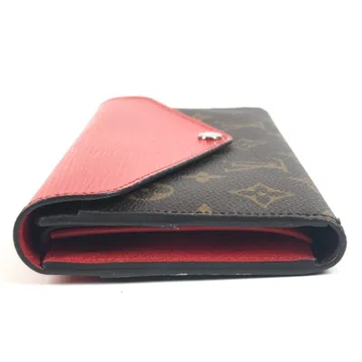 Pre-owned Louis Vuitton Brown Coquelicots Red Color Monogram Canvas Epi Leather Long Wallet (tri-fold) (pre-ow