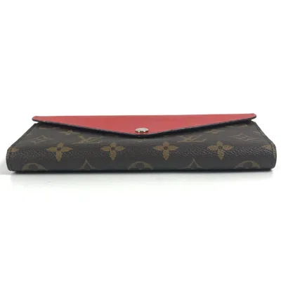 Pre-owned Louis Vuitton Brown Coquelicots Red Color Monogram Canvas Epi Leather Long Wallet (tri-fold) (pre-ow