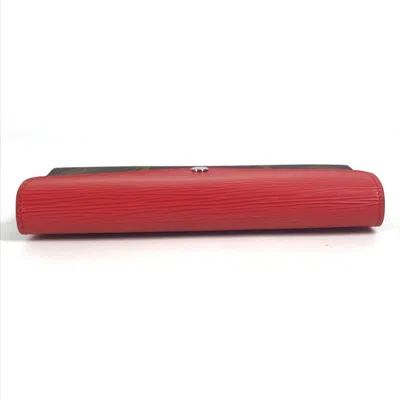 Pre-owned Louis Vuitton Brown Coquelicots Red Color Monogram Canvas Epi Leather Long Wallet (tri-fold) (pre-ow