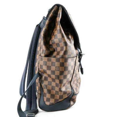 Pre-owned Louis Vuitton Brown Damier Canvas Ebene Navy Canvas Leather Backpack ()