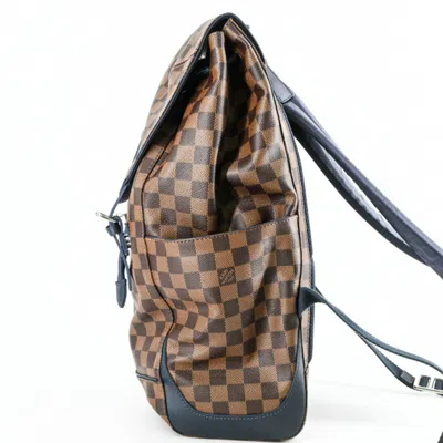 Pre-owned Louis Vuitton Brown Damier Canvas Ebene Navy Canvas Leather Backpack ()