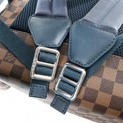 Pre-owned Louis Vuitton Brown Damier Canvas Ebene Navy Canvas Leather Backpack ()