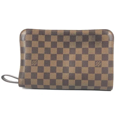 Pre-owned Louis Vuitton Brown Ebene Damier Canvas Clutch Bag Pouch ()