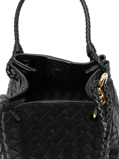 Bottega Veneta Women Parachute Small Leather Shoulder Bag With Intrecciato Motif In Black