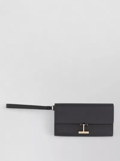 Tom Ford Rectangular Clutch Bag Metal Hardware Wrist Strap In Black