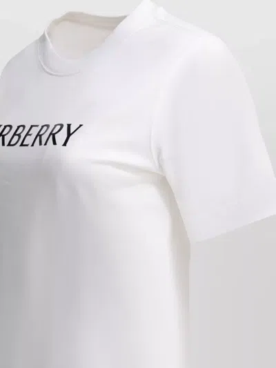 Burberry Ribbed Cotton Jersey T-shirt With Logo Print In Neutral