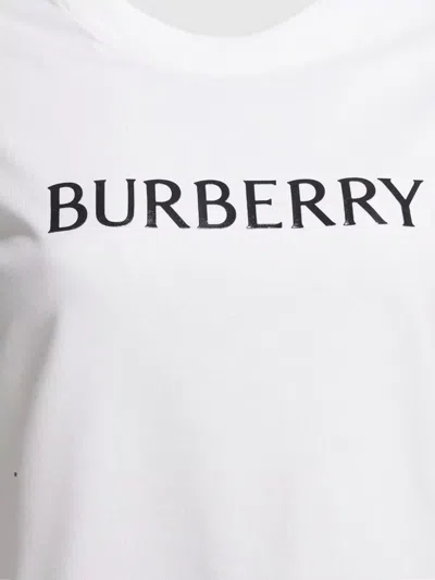 Burberry Ribbed Cotton Jersey T-shirt With Logo Print In Neutral