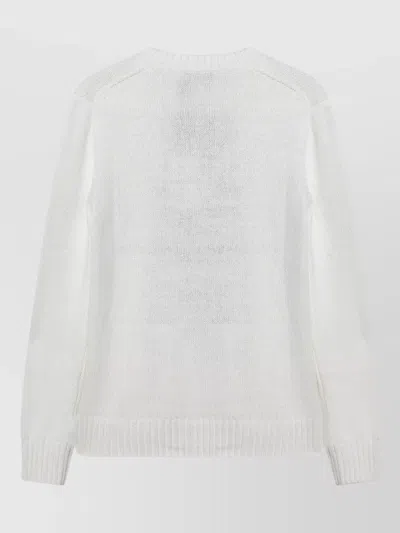 Polo Ralph Lauren Womens Deckwash White Multi Polo Bear Round-neck Linen-cotton Knitted Jumper In White