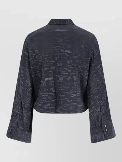 Mm6 Maison Margiela Printed Long Sleeve Shirt Button Cuffs Collar In Blue