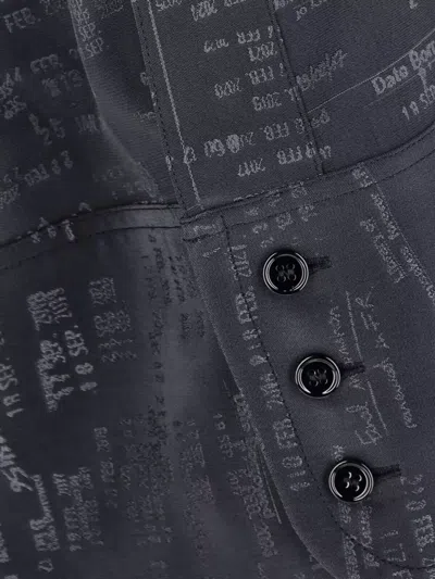 Mm6 Maison Margiela Printed Long Sleeve Shirt Button Cuffs Collar In Blue