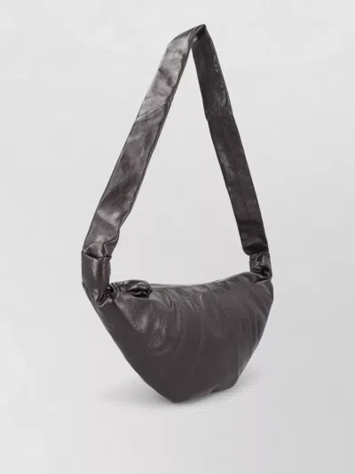 Lemaire Medium Croissant Shoulder Bag Knotted Detail In Brown