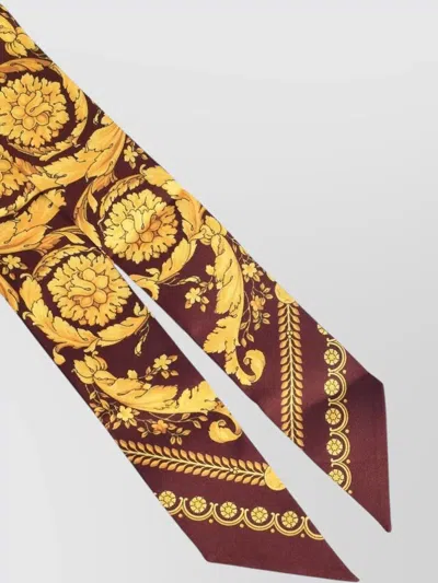 Versace Bordeaux Barocco Print Bandana Scarf In Brown