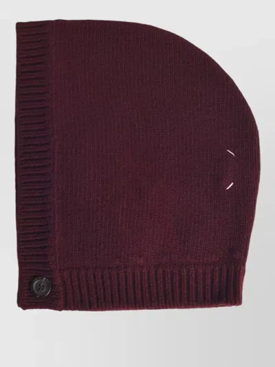Maison Margiela Virgin Wool Hood Button Detail Knit In Red
