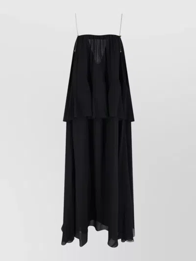 Chloé Knee Length Dress Gold Chain Straps In Black