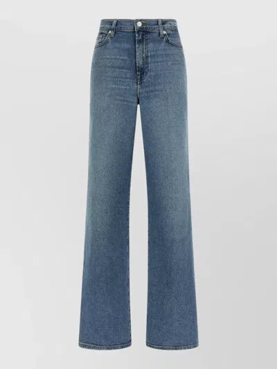 7 For All Mankind High Rise Wide Leg Denim Trousers In Blue