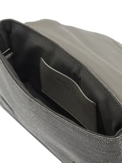 Brunello Cucinelli Precious Monili-embellished Crossbody Bag In Brown