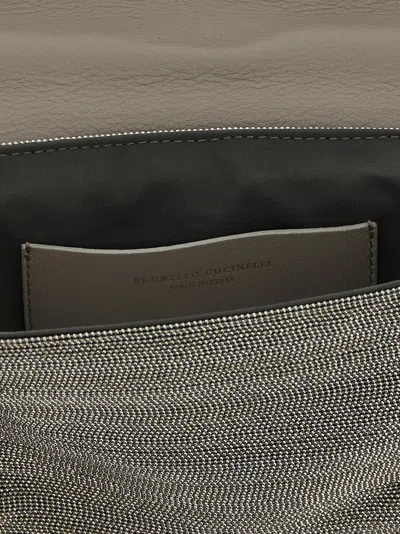 Brunello Cucinelli Precious Monili-embellished Crossbody Bag In Silver