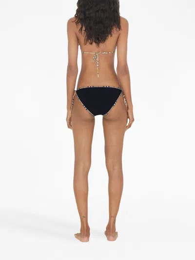 Burberry Check Detail Stretch Nylon Triangle Bikini In Black