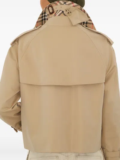 Burberry Double-breasted Cotton Lightweight Jacket In Neutral