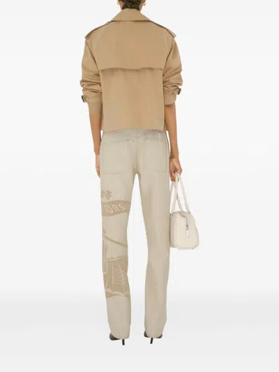 Burberry Double-breasted Cotton Lightweight Jacket In Neutral