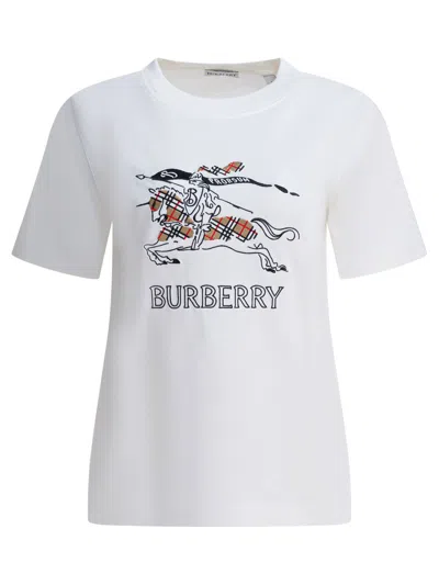 Burberry Equestrian Knight Design Cotton T-shirt In White