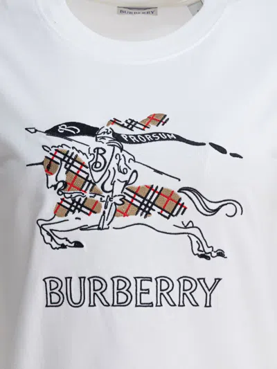 Burberry Equestrian Knight Design Cotton T-shirt In White