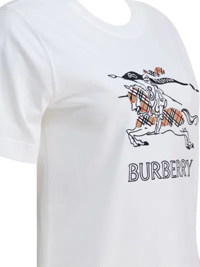 Burberry Equestrian Knight Design Cotton T-shirt In White