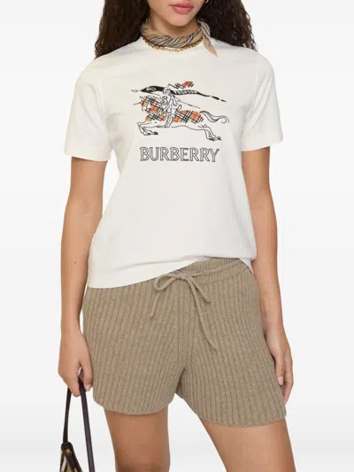 Burberry Equestrian Knight Design Cotton T-shirt In Multi