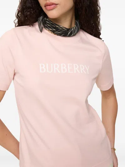 Burberry Regular Fit Logo Cotton T-shirt Clothing In Pink